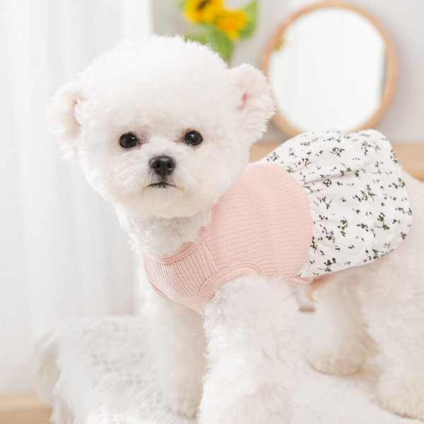 Rochie de vara cu model floral pentru caini