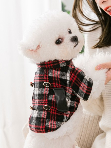 Jachetă în carouri pentru câini de talie mică