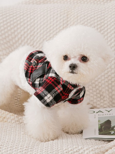 Jachetă în carouri pentru câini de talie mică