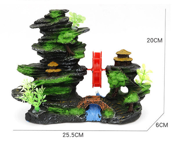 Decorare cu o roată de apă pentru acvariu