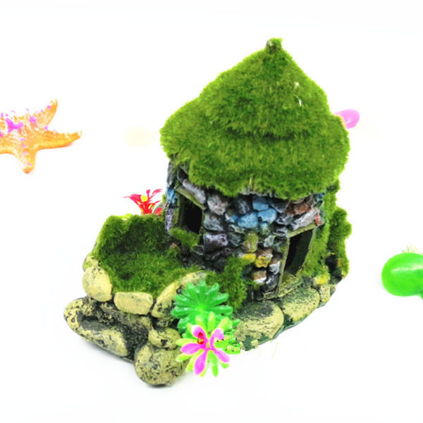 Casa tip decor artificial in doua modele pentru acvariu