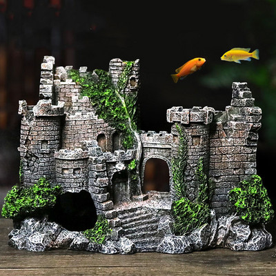 Artificial castle in two models for the aquarium