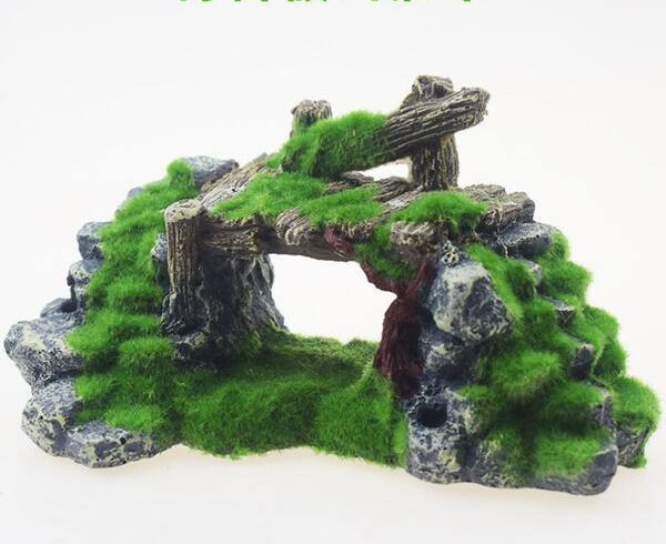 Peșteră decorativă cu mușchi pentru acvariu