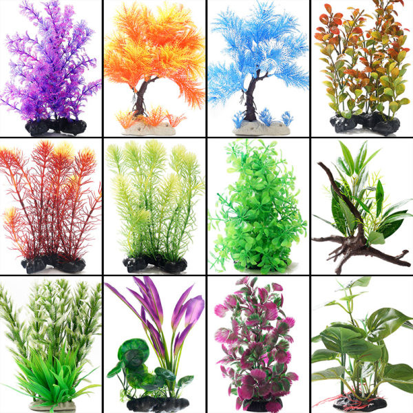 Plante artificiale cu flori pentru decorarea acvariului