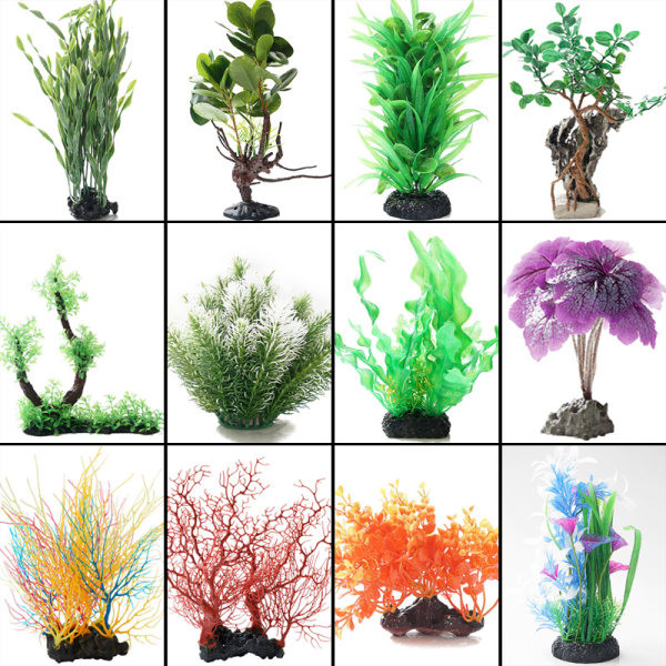 Plante artificiale cu flori pentru decorarea acvariului