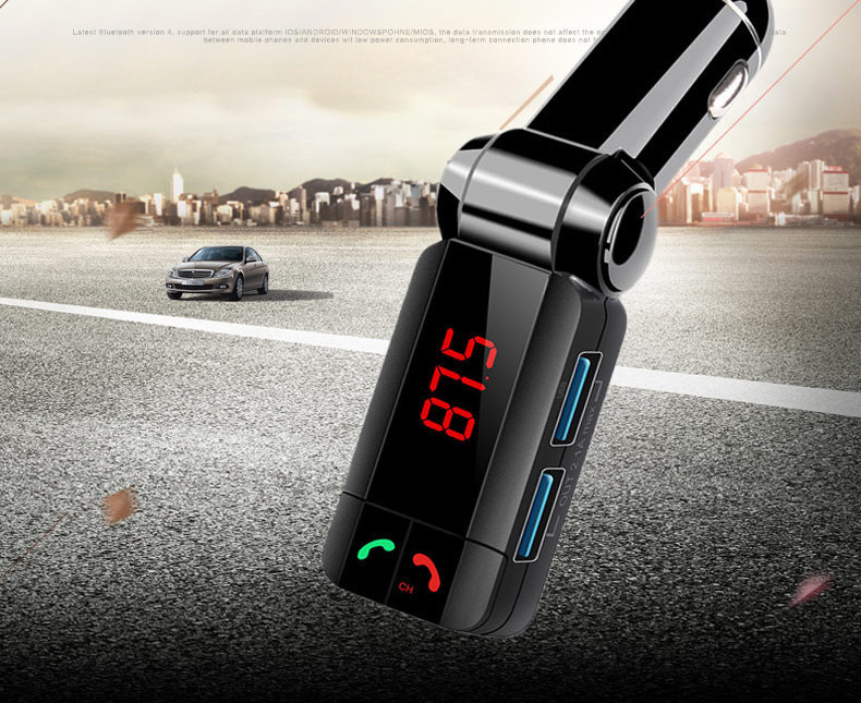 Transmițător pentru mașină cu transmițător FM și bluetooth