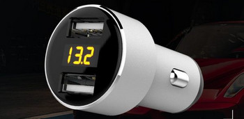 Φορτιστής αυτοκινήτου με έξυπνη ψηφιακή οθόνη διπλής θύρας USB