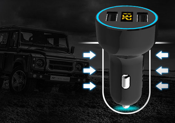 Autolaadija ekraani ja kahe USB pesaga