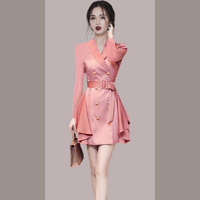 Rochie eleganta cu centura si nasturi