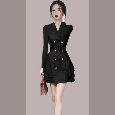 Rochie eleganta cu centura si nasturi