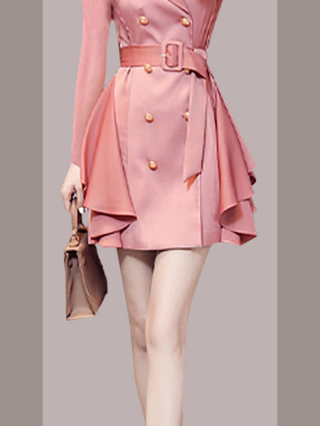 Rochie eleganta cu centura si nasturi