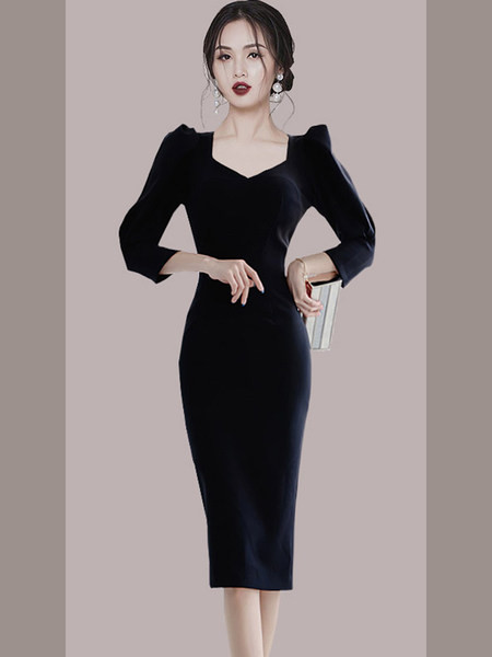 Naiste moodne puhvis varrukatega kleit