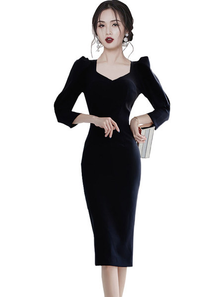 Naiste moodne puhvis varrukatega kleit