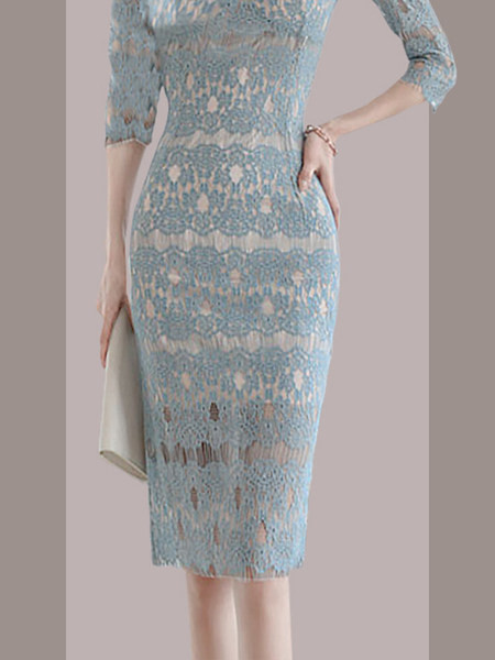 Moderna haljina od čipke s četvrtastim izrezom