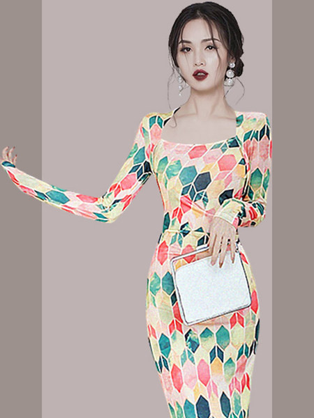 Uut mudelit pikkade varrukatega naiste liibuv kleit