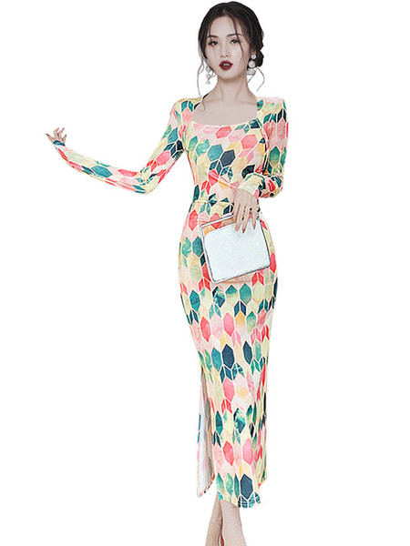 Uut mudelit pikkade varrukatega naiste liibuv kleit