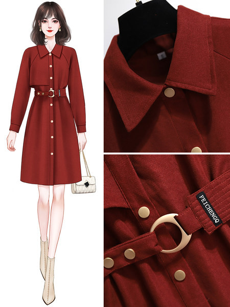 Rochie moderna cu nasturi si guler clasic