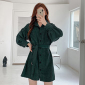 Rochie de dama cu nasturi si curea de culoare verde