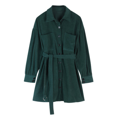 Rochie de dama cu nasturi si curea de culoare verde