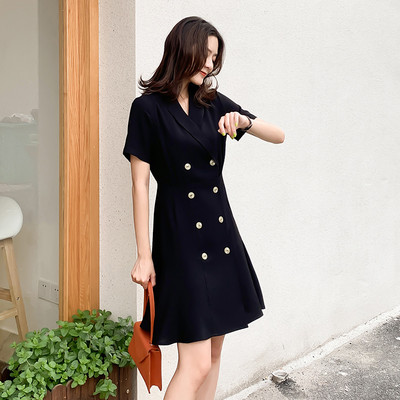 Rochie casual de dama cu nasturi si maneci scurte