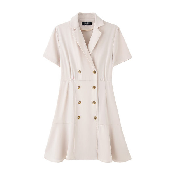 Rochie casual de dama cu nasturi si maneci scurte