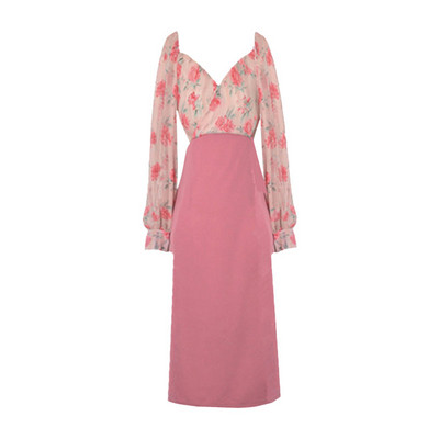 Kahes värvitoonis spitsikaelusega naiste kleit