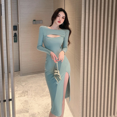 Naiste vabaaja kleit pikkade varrukatega - kolme värvi