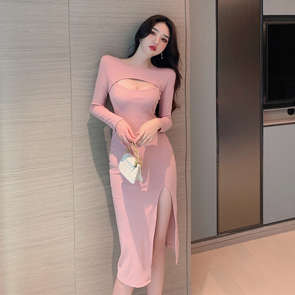 Naiste vabaaja kleit pikkade varrukatega - kolme värvi