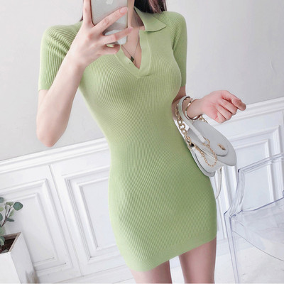 Naiste velvetist kleit lühikeste varrukatega - nelja värvi