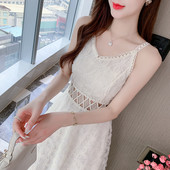 Rochie de dama din dantela cu broderie si bretele subtiri