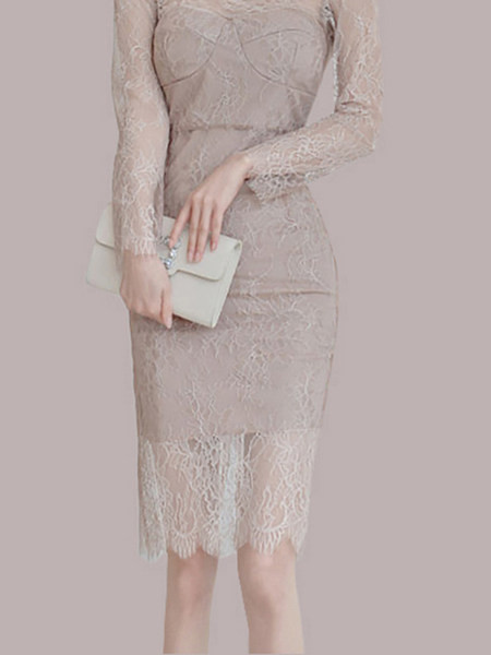 Elegantne pikkade varrukatega liibuv pitskleit