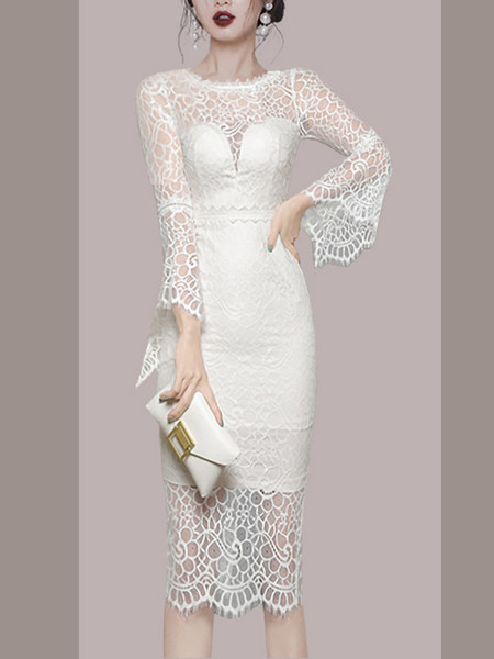 Pitsiline bayala kleit ümara kaelusega