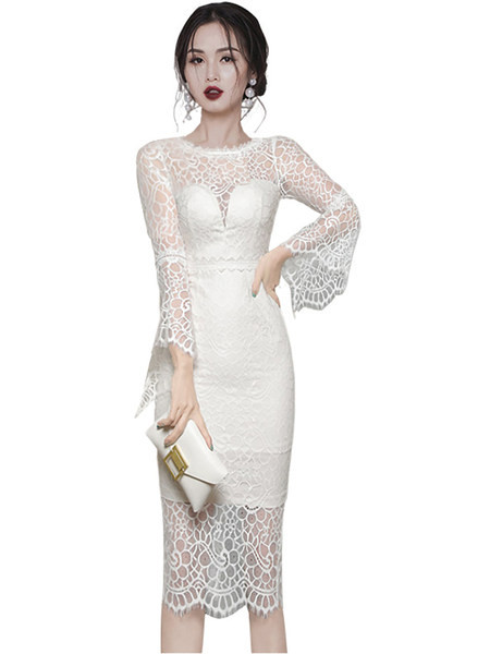 Pitsiline bayala kleit ümara kaelusega