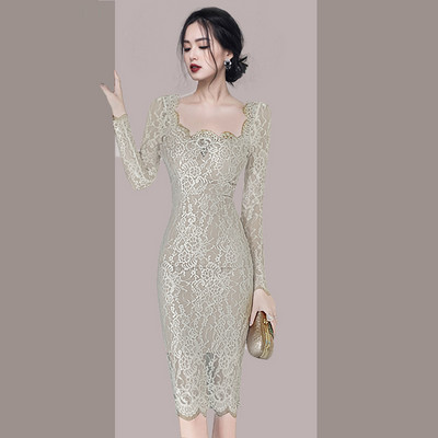 Rochie de dama din dantela cu decolteu patrat