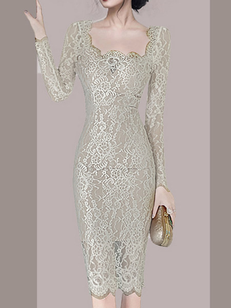 Rochie de dama din dantela cu decolteu patrat