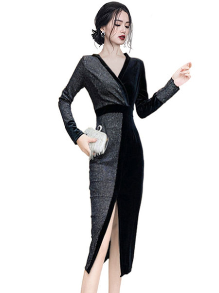 Elegantne naiste sametkleit lõhikuga