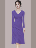 Praegune spitsikaelusega ja pikkade varrukatega kleit