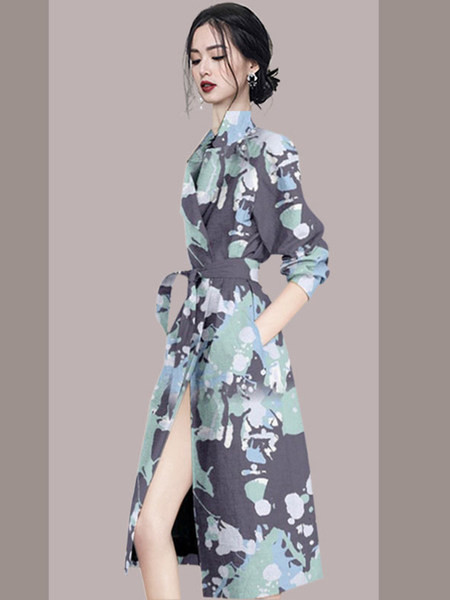 Rochie de dama tip camasa cu curea de culoare albastra