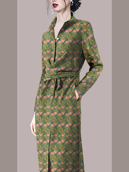 Naiste kleit vöö ja nööpidega