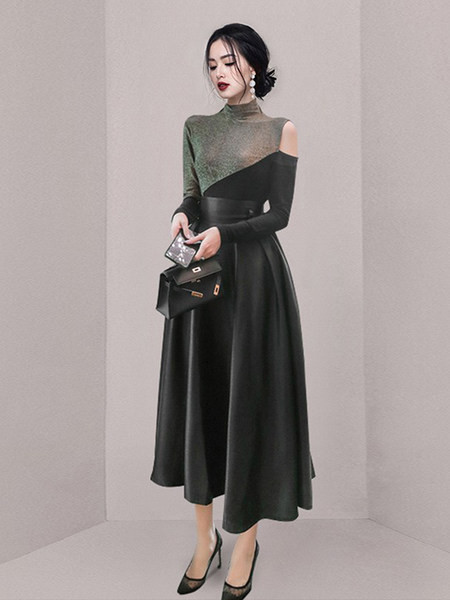 Naiste pikk pidulik kõrge vöökohaga seelik