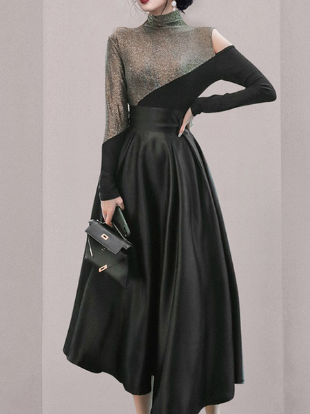 Naiste pikk pidulik kõrge vöökohaga seelik