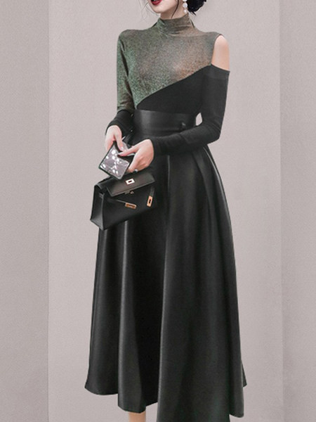 Naiste pikk pidulik kõrge vöökohaga seelik