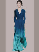 Rochie moderna de dama lunga in culori irizate