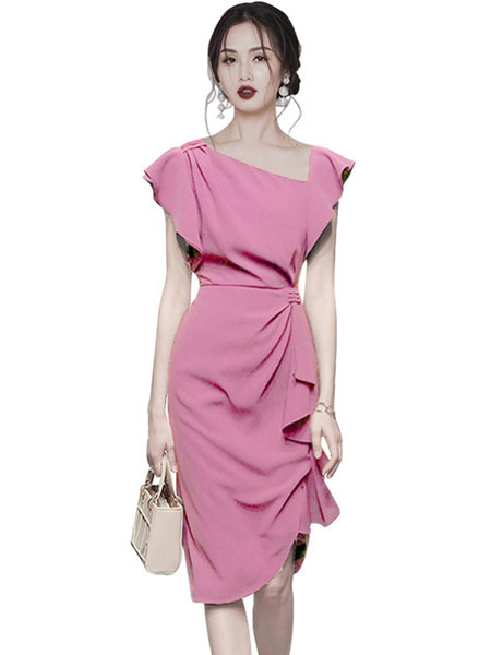 Elegantne kõrge vöökohaga naiste kleit