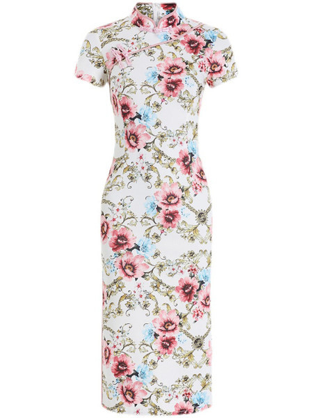 Moodne lillemustriga naiste kleit