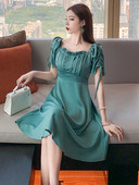 Rochie casual de dama, cu maneci scurte si cravate