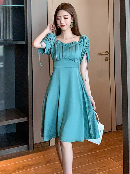 Rochie casual de dama, cu maneci scurte si cravate