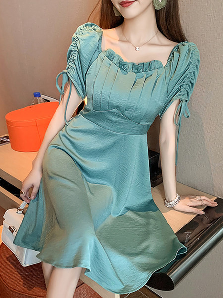 Rochie casual de dama, cu maneci scurte si cravate