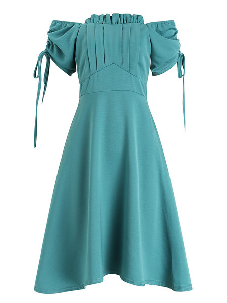 Rochie casual de dama, cu maneci scurte si cravate