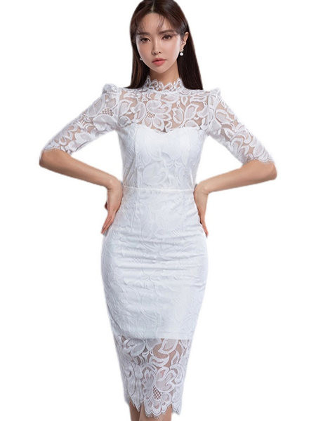 Stiilne naiste paelaga pitsiga liibuv kleit